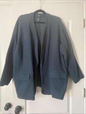 Zuda Open-Front Teal Women's Blazer-Style Coat and Pant Suit Size 4X